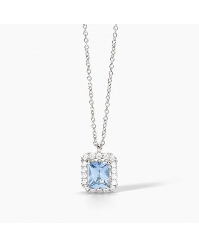 Mabina donna  Girocollo in argento 925/°°°   acquamarina sintetica e  zirconi