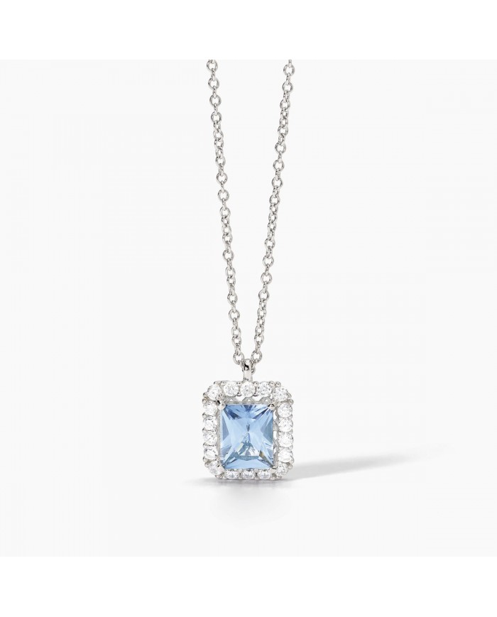 Mabina donna  Girocollo in argento 925/°°°   acquamarina sintetica e  zirconi