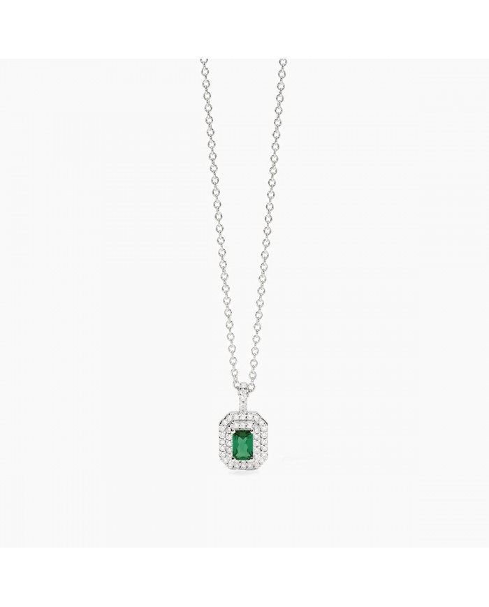 Girocollo in argento 925/°°° smeraldo sint zirc