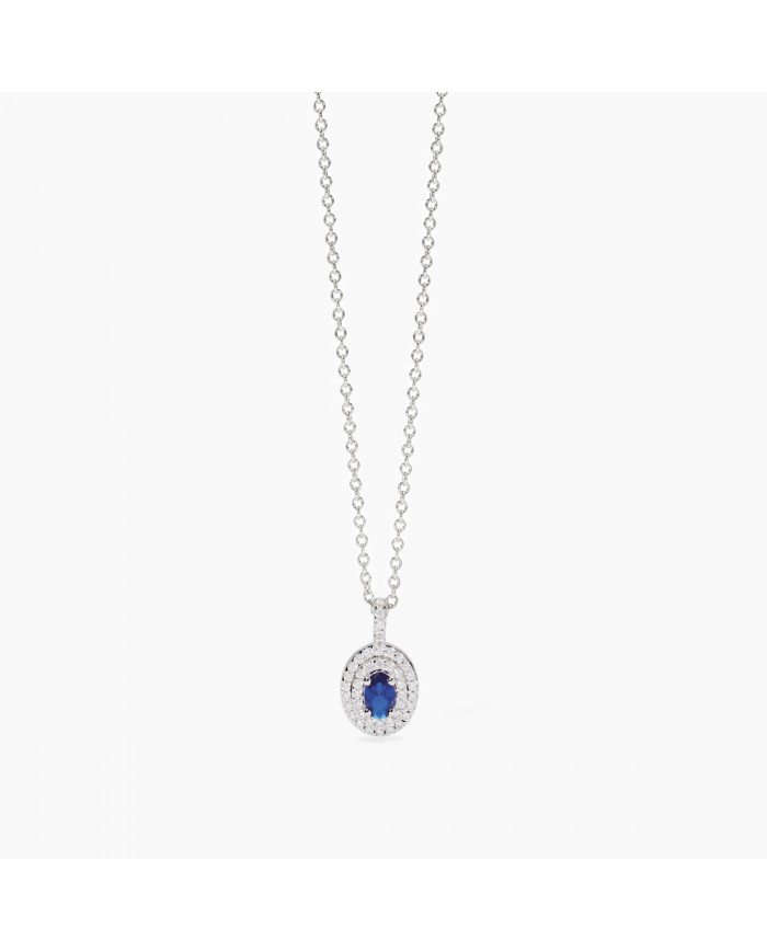 Girocollo in argento 925/°°° zaffiro sint zirconi