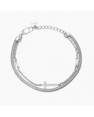 Bracciale Kidult donna in acciaio 316L cristalli e croce