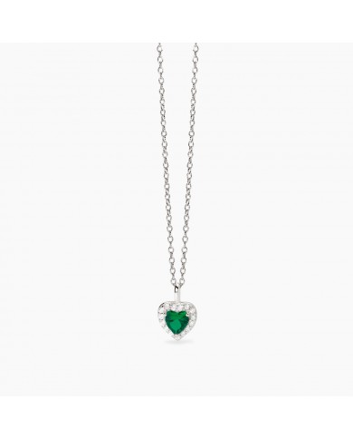 Girocollo in argento 925/°°° smeraldo sint zirconi