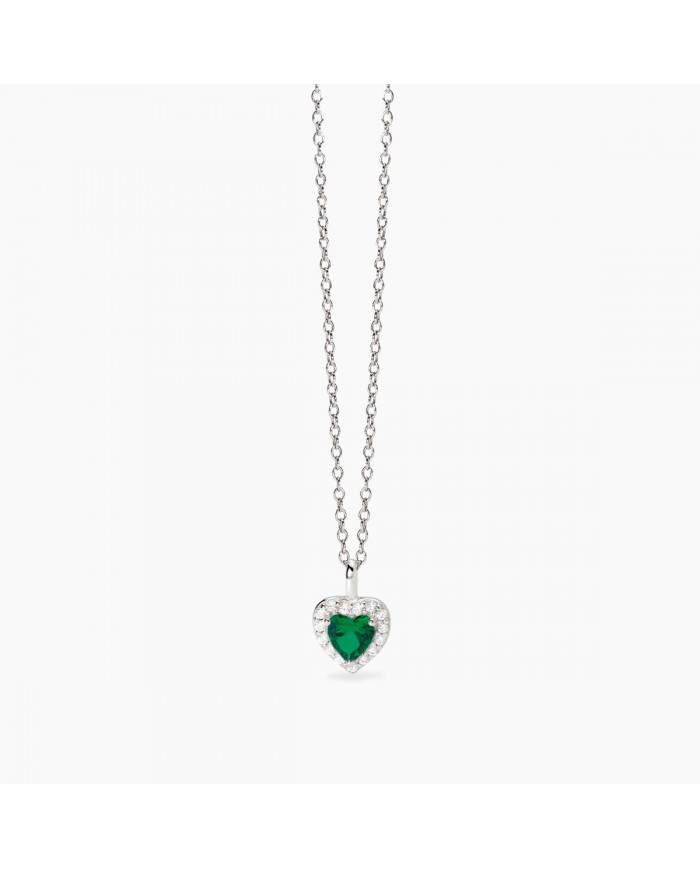 Girocollo in argento 925/°°° smeraldo sint zirconi
