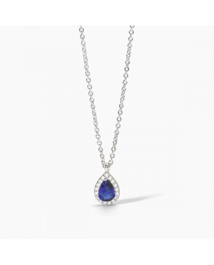 Mabina argento   Girocollo in argento 925/°°° zaffiro   sintetico e zirconi