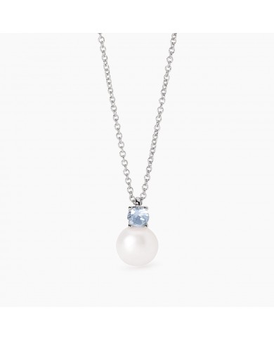 Girocollo in argento 925/ººº acquamarina sint perl