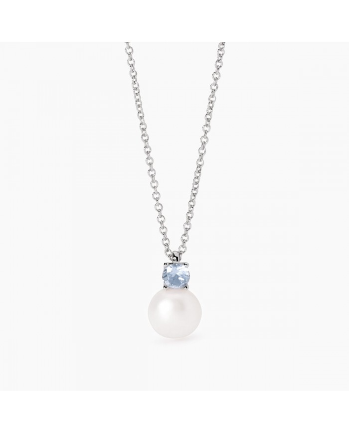 Girocollo in argento 925/ººº acquamarina sint perl