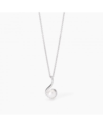 Mabina donna  Girocollo in argento 925/ººº perle e    zirconi