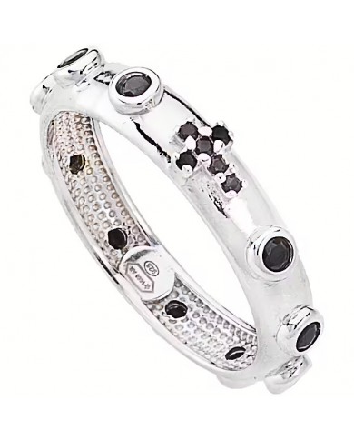 AMEN - Anello Argento 925°°°  rosario Zirconi neri