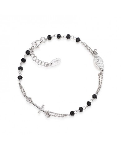 Bracciale Rosario   in Argento 925°°°     AMEN  Pietre nere
