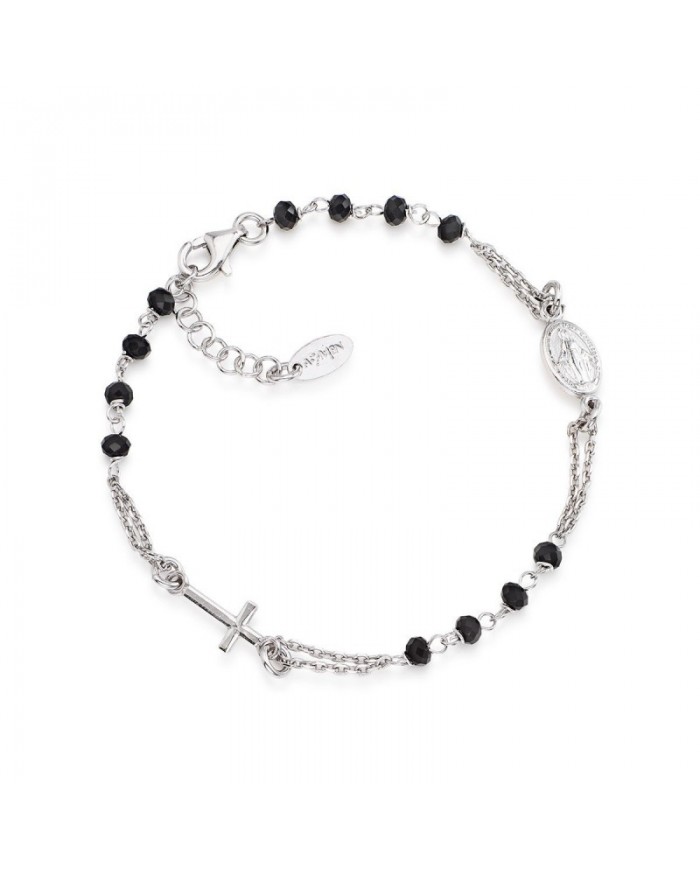 Bracciale Rosario   in Argento 925°°°     AMEN  Pietre nere