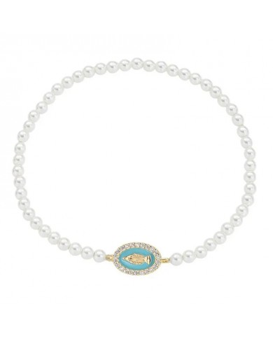 AMEN - Bracciale Madonnina Miracoloa in Argento 925°°° Fondo smaltato