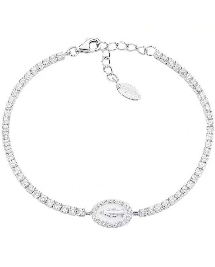 AMEN - Bracciale in Argento 925°°°  Zirconi bianchi   Smalto bianco