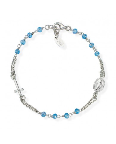 AMEN - Bracciale in Argento 925°°°  Cristalli azzurri sfaccettati