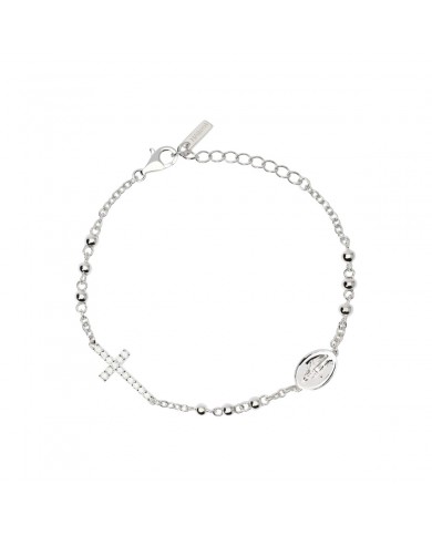 Bracciale Rosario  Mabina  in argento 925/°°°  con zirconi sulla croce