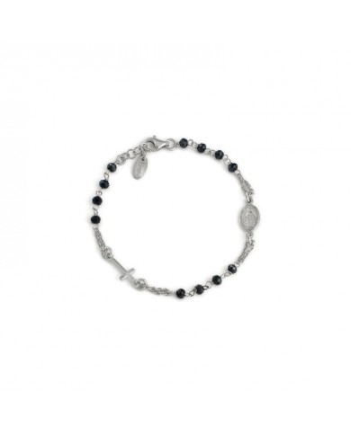 AMEN - Bracciale Rosario in Argento 925°°°   Cristalli blu notte