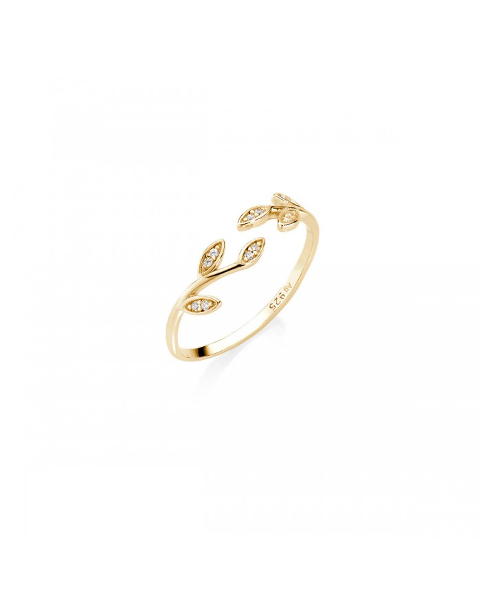 AMEN - Anello Argento 925°°° GOLD   Zirconi bianchi