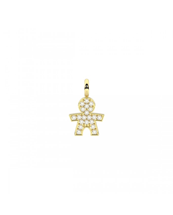 Kidult by You   Ciondolo in acciaio 316L PVD giallo cristalli   BOY