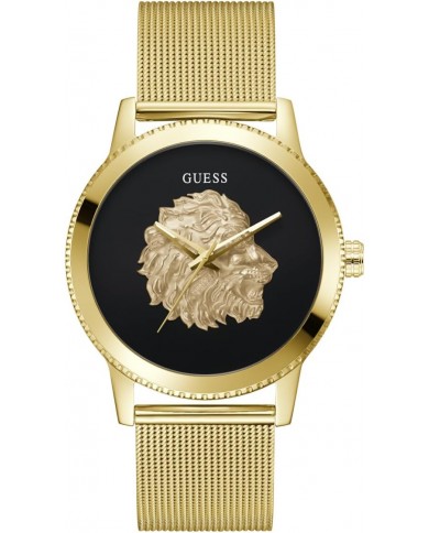 Guess uomo orologio MONARCH 3H 44mm    BLK GD SS MESH BAND