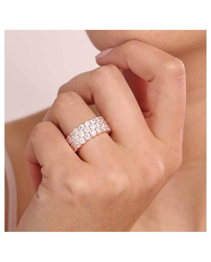 Bronzallure  Anello placcato in ro 18 K  THREE BANDS Pavè