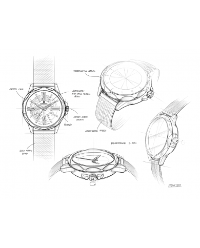 MONTIGNAC Orologio 3H 42mm GREEN BLACK LEAT STRAP