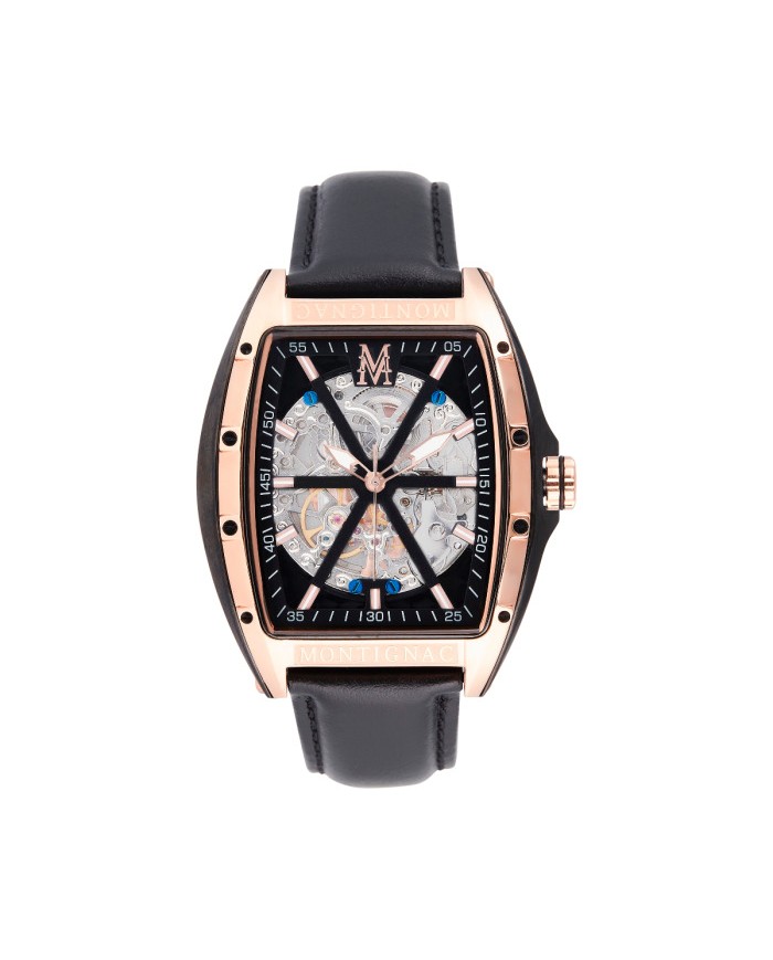 MONTIGNAC AUTOMATICO   53,7X45mm BLUE BLACK, cinturino in    pelle.