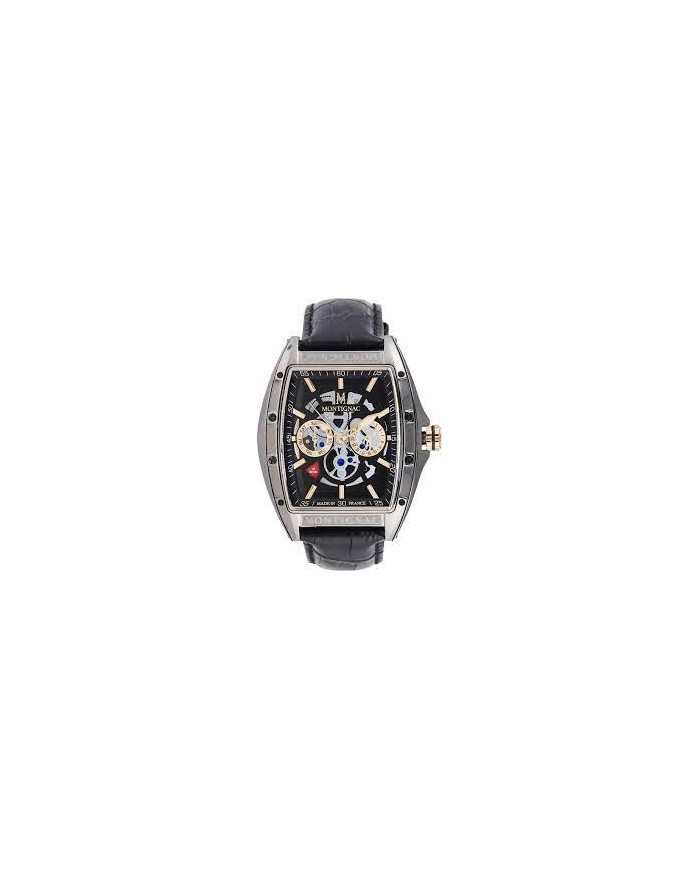 MONTIGNAC MULTI 53.7X45mm   BLACK BLACK Cinturino in pelle STRAP