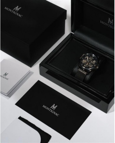 MONTIGNAC AUTOMATICO   53,7X45mm BLUE BLACK, cinturino in    pelle.