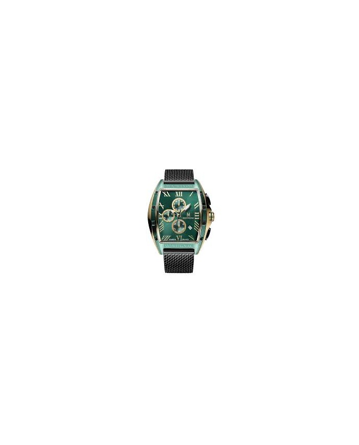 MONTIGNAC orologio AUTO 53,7X45mm GREEN BLACK SS MESH BAND