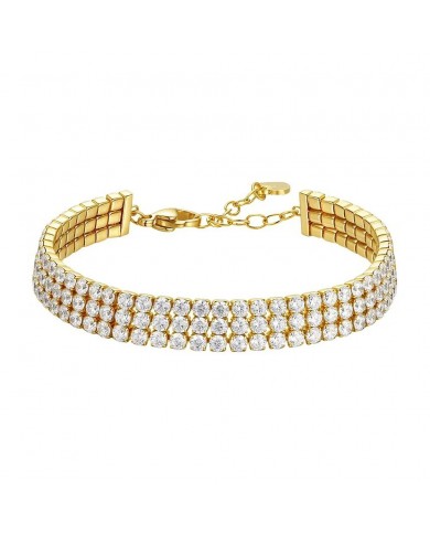 Luca Barra  BRACCIALE TENNIS DONNA IN ACCIAIO IP GOLD CON ZIRCONI BIANCHI