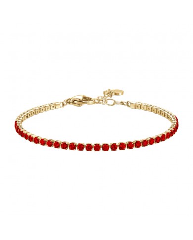 Luca Barra  BRACCIALE TENNIS DONNA IN ACCIAIO COLORE ORO CON ZIRCONI ROSSI