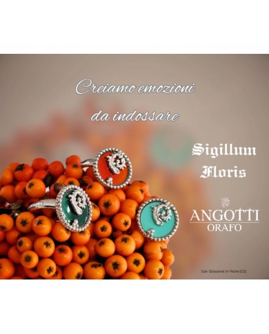 Anello in argento 925/°°° con smalto verde TiffanyCollezione Sigillum Floris