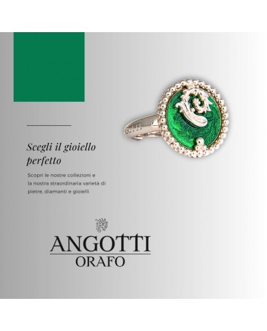 Anello in argento 925/°°° con smalto verde sfumatoCollezione Sigillum Floris
