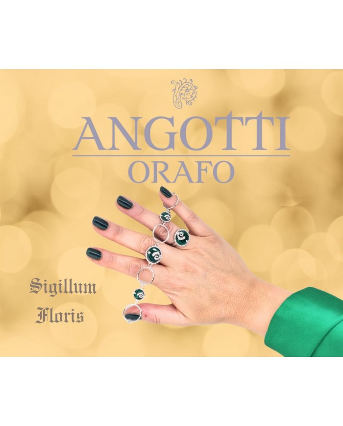 Anello in argento 925/°°° con smalto verde sfumatoCollezione Sigillum Floris