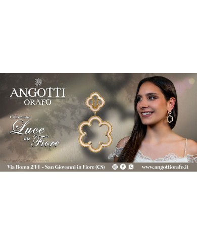 Orecchini in argento 925/°°° con smalto bianco Collezione Rosoni "Luce in Fiore"