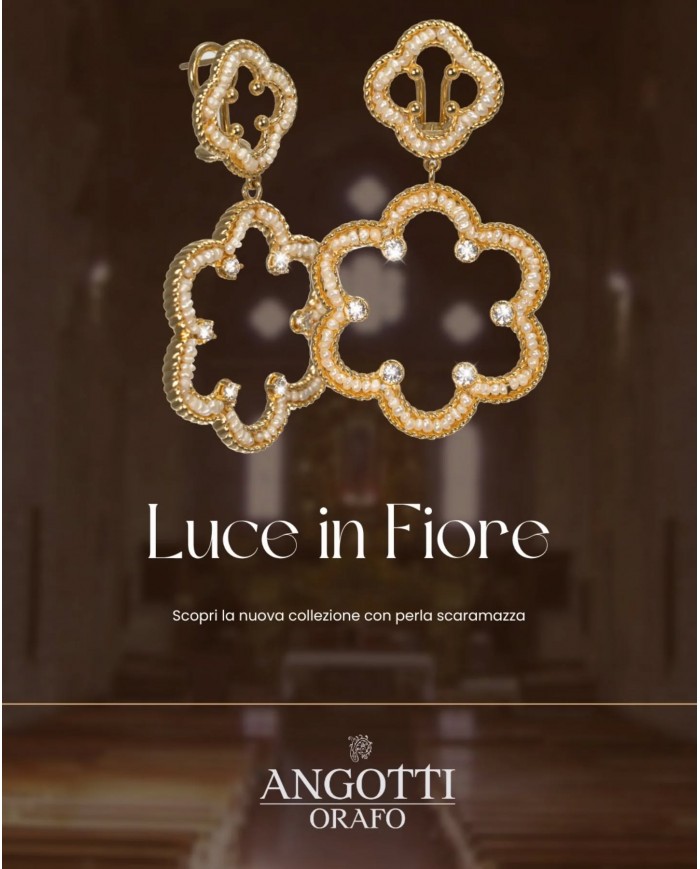 Orecchini in argento 925/°°° con perla  "scaramazza"Collezione Rosoni "Luce in Fiore"