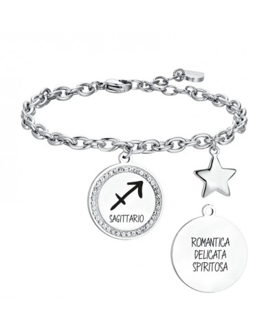 BRACCIALE DONNA IN ACCIAIO SEGNO ZODIACALE "SAGITTARIO" PIASTRA