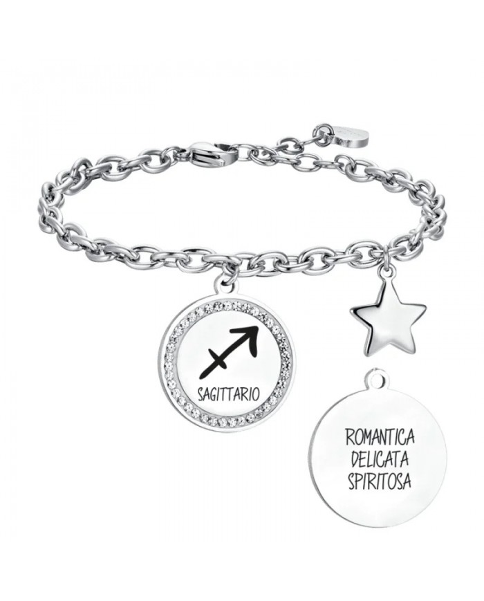 BRACCIALE DONNA IN ACCIAIO SEGNO ZODIACALE "SAGITTARIO" PIASTRA