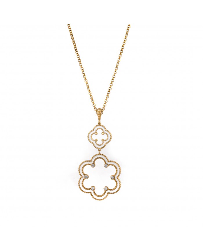 Collana in argento 925/°°° con smalto biancoCollezione Rosoni "Luce in Fiore"