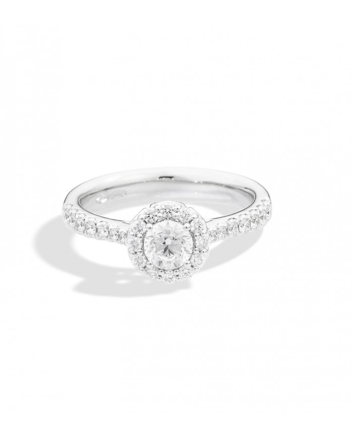 Anello Solitario RECARLO Pavè di diamanti Caratura 0,27