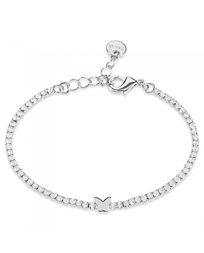 Stroili bracciale tennis acciaio e farfalla