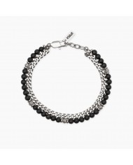 Kidult uomo   Bracciale in acciaio 316L agata