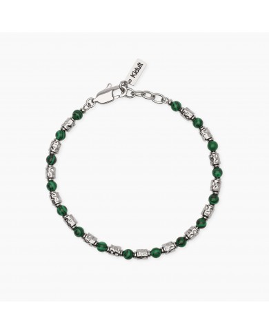 Kidult uomo   Bracciale in acciaio 316L malachite sintetica