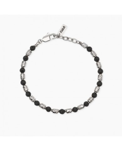 Kidult uomo   Bracciale in acciaio 316L pietra lavica