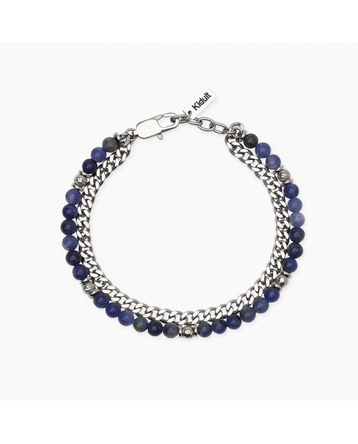 Kidult uomo   Bracciale in acciaio 316L sodalite