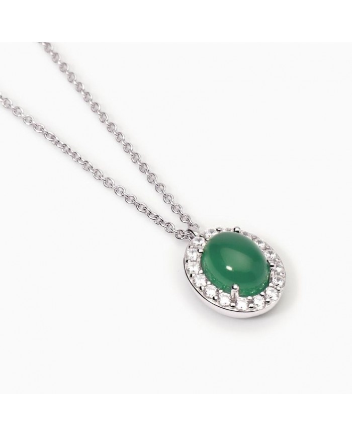 Mabina donna  Girocollo in argento 925/ººº agata  verde e zirconi