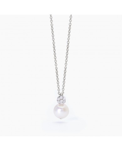 Mabina donna  Girocollo in argento 925/°°°   Zircone e perla