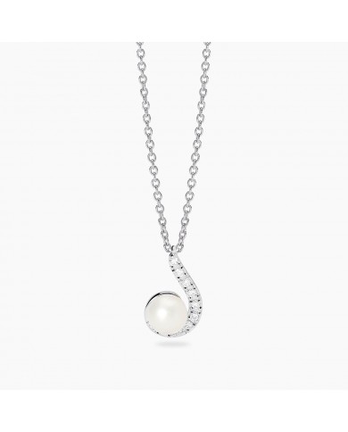 Mabina my diamond  Girocollo in argento 925/°°° diamanti   LG perle
