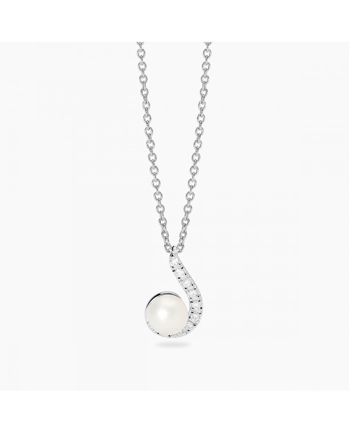 Mabina my diamond  Girocollo in argento 925/°°° diamanti   LG perle
