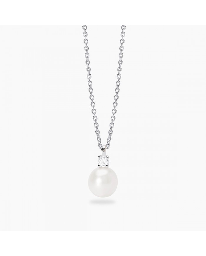 Mabina my diamond  Girocollo in argento 925/°°° perle   diam lab-grown