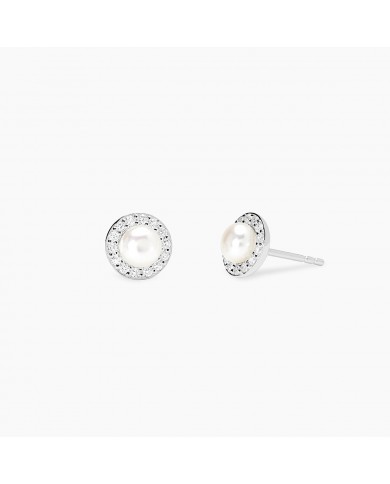 Mabina my diamond  Orecchini in argento 925/°°°   diamanti LG perle